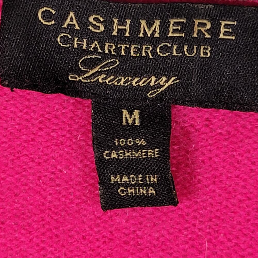 Charter Club Pink 100% Cashmere V-Neck Sweater M Soft Luxury Knit Flawed - Picture 3 of 9
